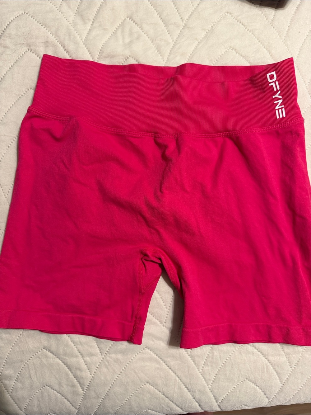 DFYNE Women's Hot Pink High-Rise Bike Shorts